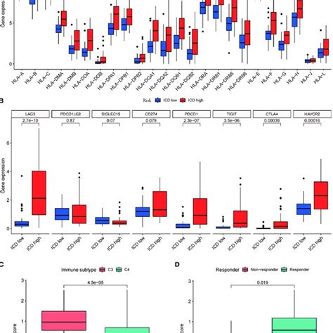 Differential Expression Of Immune Checkpoints And Hla Genes A B Box