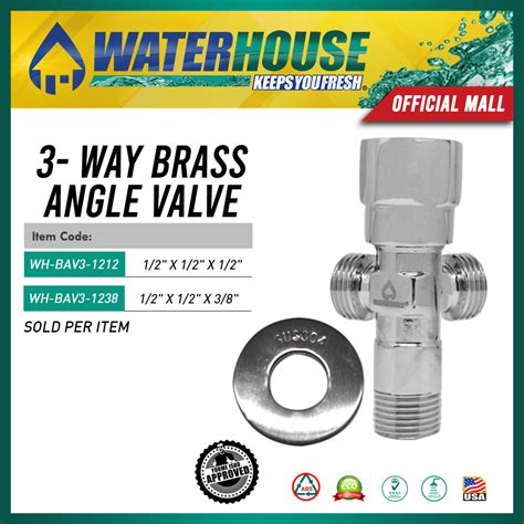 WATERHOUSE 3 Way Brass Angle Valve In Chrome Plated Body 1 2 X 1 2 X