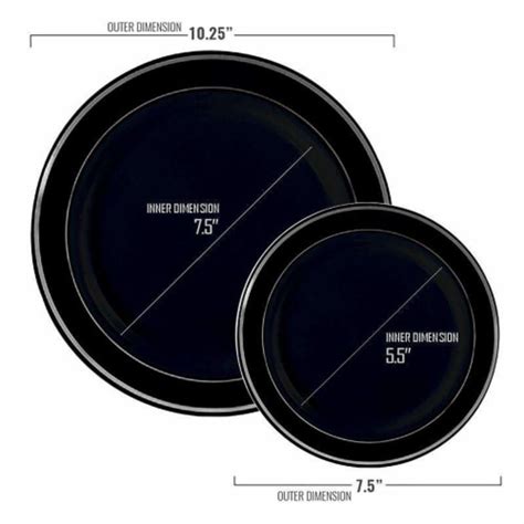 Black With Silver Edge Rim Plastic Dinnerware Value Set 120 Settings