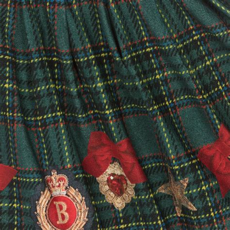 Balloon Chic Girls Green Tartan Cotton Dress Childrensalon