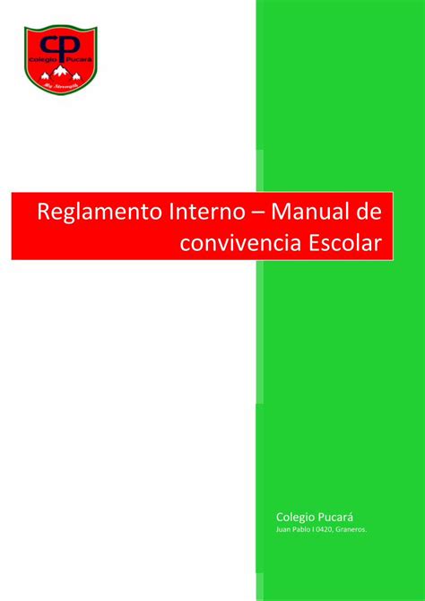 Pdf Reglamento Interno Manual De Convivencia Escolarlas Normas De Convivencia De Nuestro