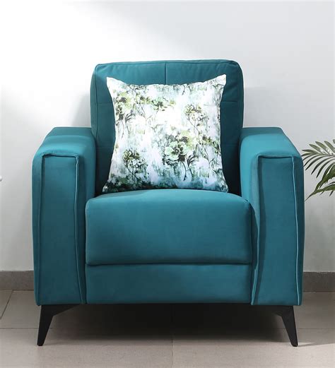 Buy BrandonVelvet Fabric 1 Seater Sofa in Dark Green Colour at 25% OFF by Urban Living | Pepperfry