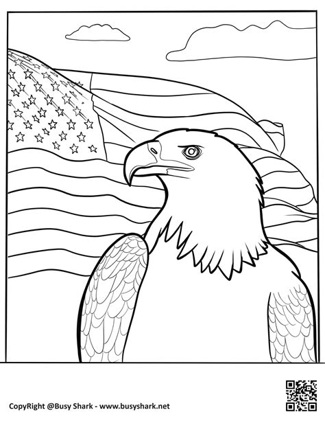 Bald Eagle with American Flag coloring page - Busy Shark