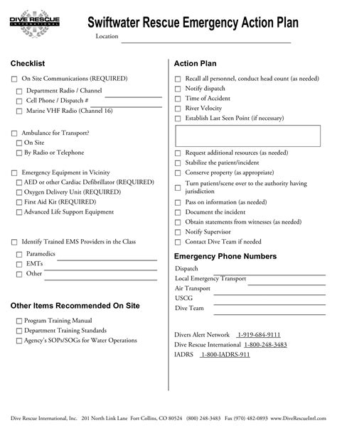 Diving Rescue Plan Example PDF Form FormsPal