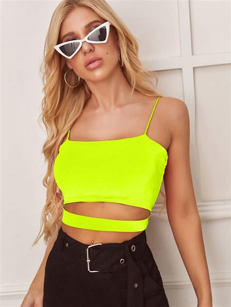 Neon Yellow Cut Out Skinny Cami Top