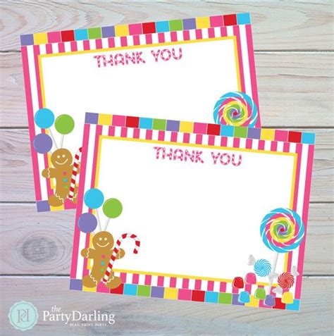 Candy Land Party Thank You Card Candy Land Birthday Etsy Candy