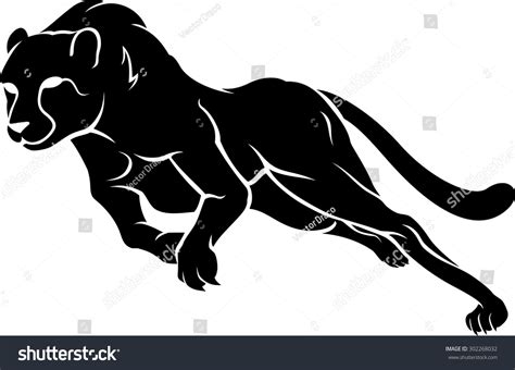 Fast Cheetah Run Silhouette Stock Vector 302268032 : Shutterstock