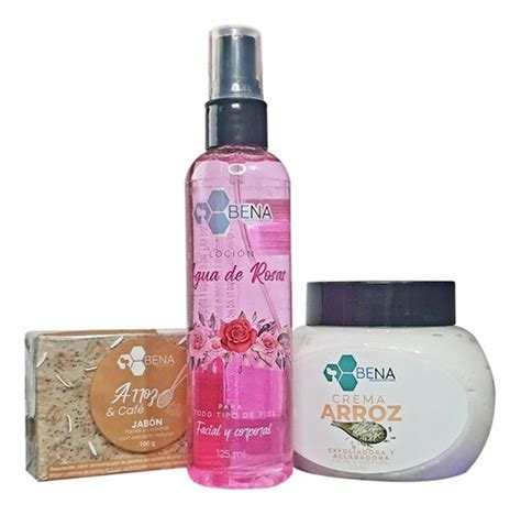 Kit Exfoliante Aclarante Crema Y Jabon Arroz Agua Rosas Bena Meses