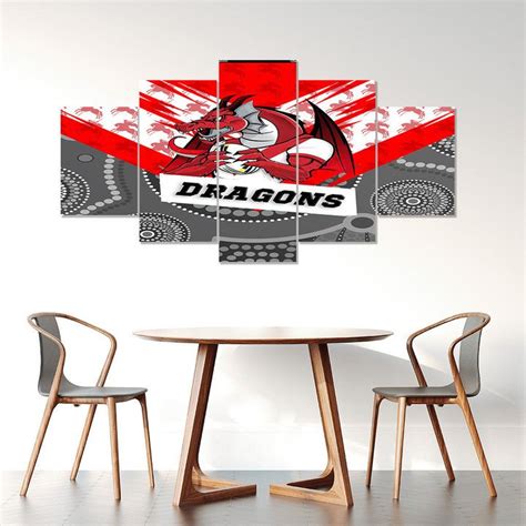 Nrl St George Illawarra Dragons Indigenous Mascot 5 Panel Canvas