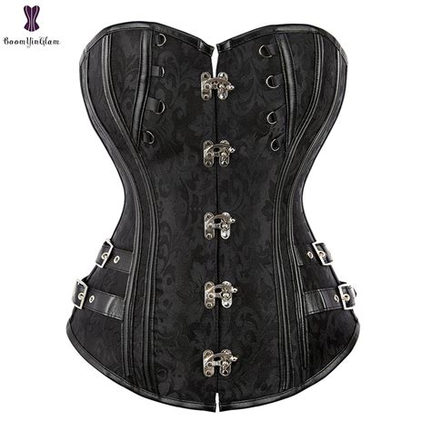 Jual Steampunk Corset Metal Lock Corsets Women Outfit Plus Size Black