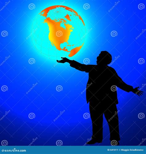 Man with globe stock illustration. Illustration of earth - 641011
