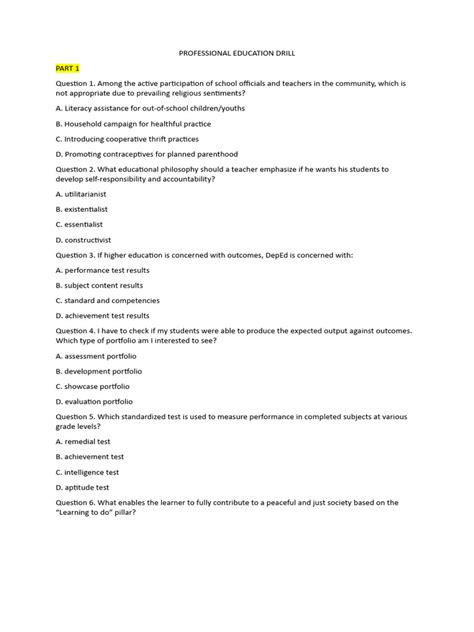 Professional Education Drill-1 | PDF 