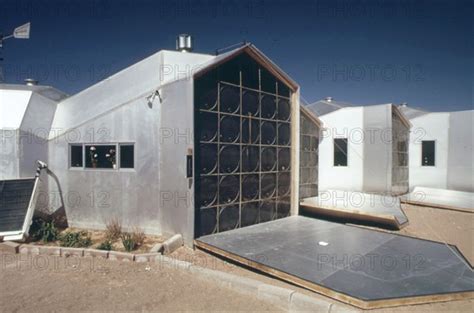 Close Up A Solar Heating Panel In A Modular House Built Near Corrales