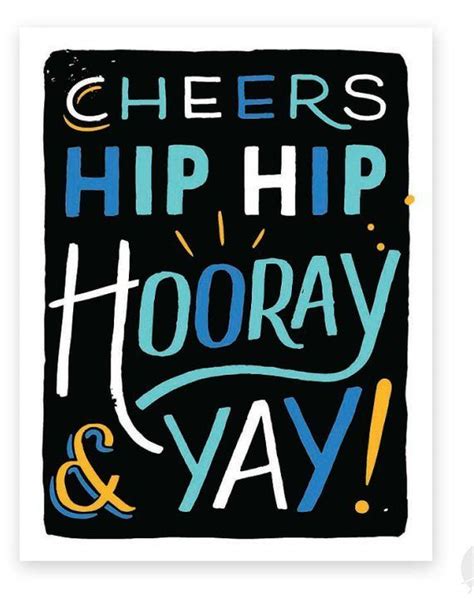 Cheers Hip Hip Hooray And Yay Single Card Etsy Get Well Messages