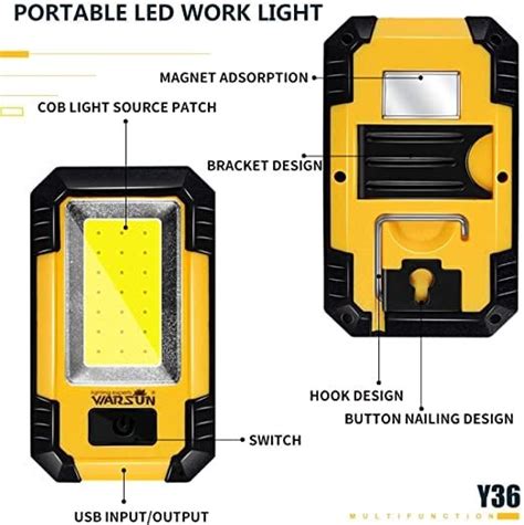 Warsun Portable Led Rechargeable Work Light Magnetic Base Afnco