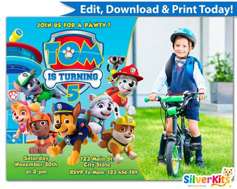 Paw Patrol Birthday Invitations Paw Patrol Birthday Party Paw Patrol