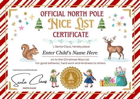 10 {free And Editable} Santa S Nice List Certificate Printables