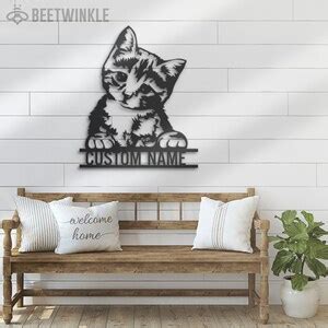 Custom Cute Cat Metal Wall Art Led Light Personalized Funny Cat Lover