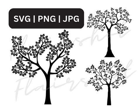 Silhouette Tree Svg Vector Tree Clip Art Digital Clip Art Instant Download Etsy