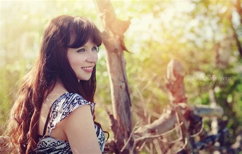 Wallpaper Greens Girl Smile Brown Hair Bokeh For Mobile And Desktop