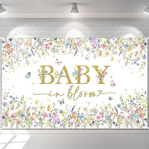 Baby In Bloom Backdrop Wildflower Baby Shower Party Decorations