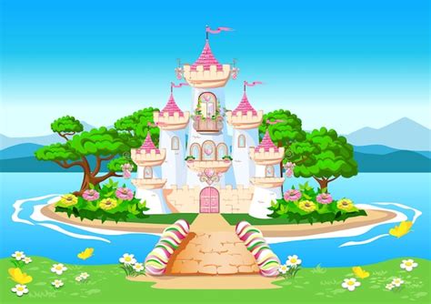 Premium Vector Fairytale Background With Princess Castle