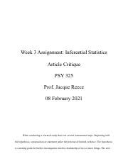 Week 3 Assignment 1 Pdf Article Critique PSY 325 Prof Jacque Reece