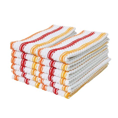 Cotton Stripe Terry Dish Towels 15x25 Set Of 12 Absorbent Durable