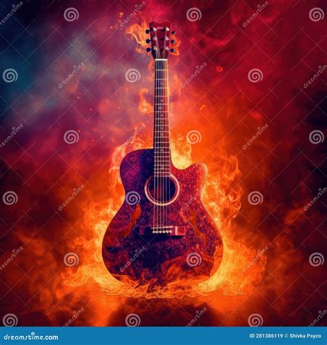 A Guitar is in the Fire in this Picture Stock Illustration ...