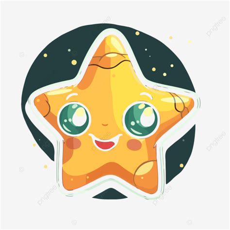 Clipart Ilustrasi Vektor Bintang Lucu Desain Stiker Dengan Kartun Bintang Bersinar Terisolasi