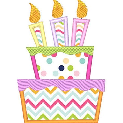 Birthday Cake Applique Embroidery Design Instant Download Etsy