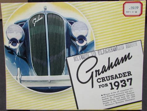 1937 Graham Crusader Series 80 Auto Color Sales Brochure Original