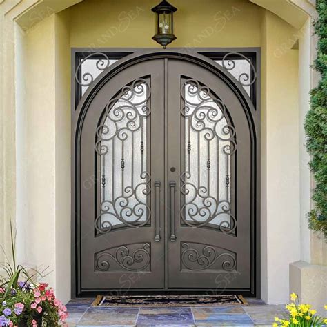 Cheap Price Superior Quality Security Luxury Exterior Double Entrance Wrought Cast Iron Entry