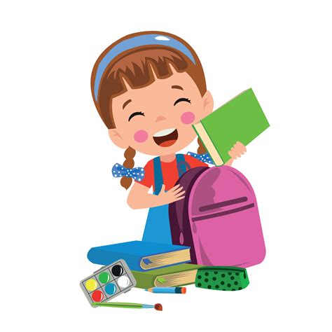 Happy Cute Kid Boy Prepare Bag For School 15632658 Vector Art At Vecteezy