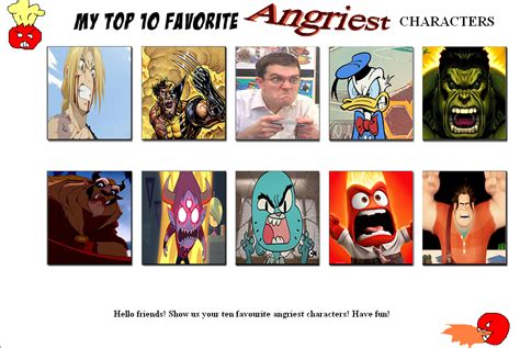 Top Ten Angry Characters By Firemaster92 On Deviantart