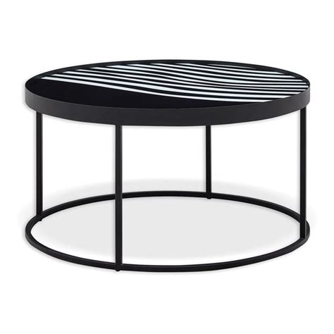 Enza Home Mora 31 Round Engineered Wood And Metal Coffee Table In Black