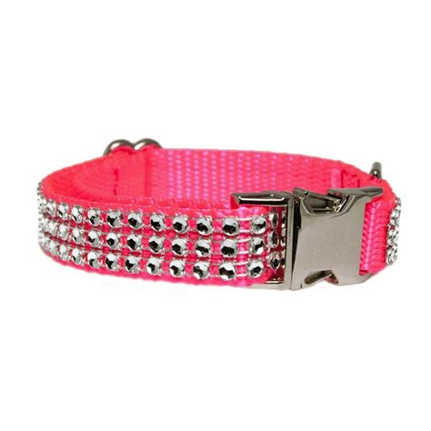 Rhinestone Dog Collar Neon Pink 58 34 1