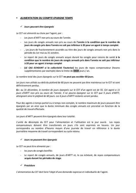 Mod Le De R Glement Interne Du Compte Pargne Temps Doc Pdf Page