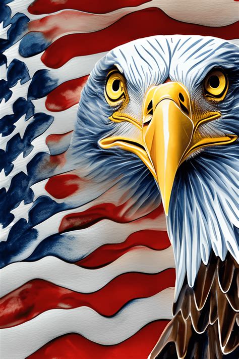 Majestic Bald Eagle Portrait With American Flag Creative Fabrica