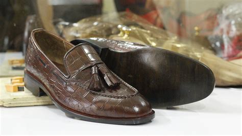 Brown Alligator Leather Loafer Shoes For Men's Formal Dress on Storenvy