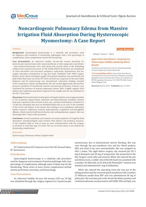 (PDF) Noncardiogenic Pulmonary Edema from Massive …medcraveonline.com ...