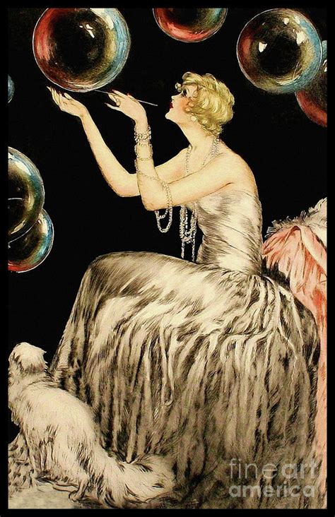 Enchanting Whimsical French Art Deco Woman Fashion illustration ...