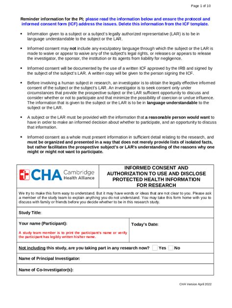 Ined Consent And Authorization To Use And Disclose Doc Template