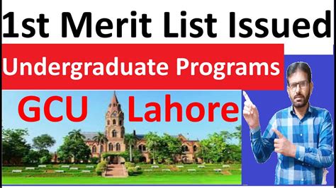 Gc University First Merit List Undergraduate Programs First Merit List