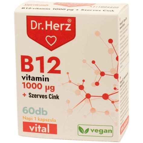 Dr Herz B12 Vitamin 100mcg Szerves Cink B12 Vitamin Kapszula 60 Db