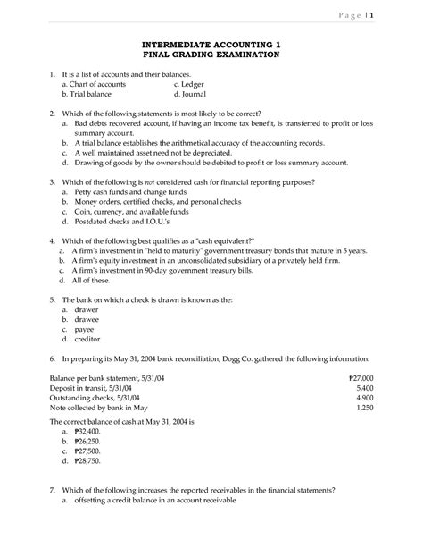 Final Exam Ia For Accounting Students Intermediate Accounting