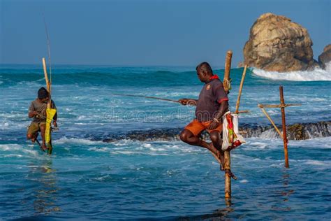 Koggala Sri Lanka January Traditional Stilt Fisherme