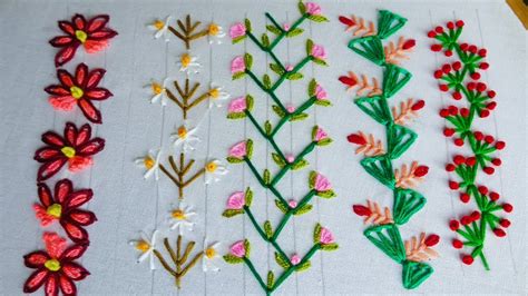 Hand Embroidery Decorative Stitch Border Design Modified Basic