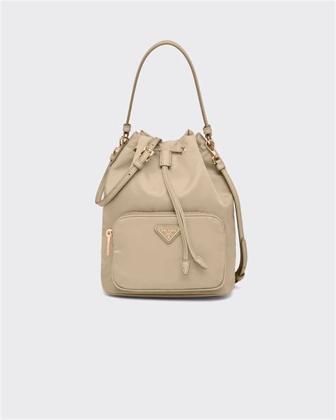 Desert Beige Prada Duet Re Nylon Bucket Bag Prada