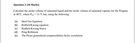 Solved Question Marks Calculate The Molar Volume Of Chegg